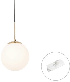 Art Deco hanglamp goud met opaal glas incl. rail adapter wit 1-fase - Iconic Flore Art Deco E27 bol / globe / rond Binnenverlichting Lamp
