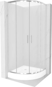 Mexen Rio halfronde douchecabine 70 x 70 cm, matglas, chroom + douchebak, wit - 863-070-070-01-30-4710