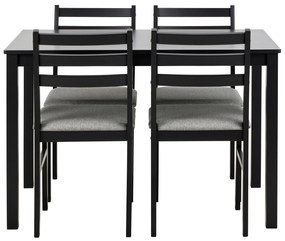 TORINO eetset + 4 stoelen Zwart/Lichtgrijs (Sawana 21 stof) - HOUTEN SET VOOR KEUKEN/EETKAMER