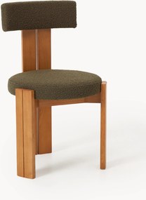 Houten eetstoel Katya met bouclé bekleding