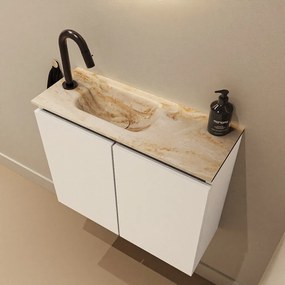 Mondiaz Ture DLux toiletmeubel 60cm talc met wastafel frappe links met kraangat