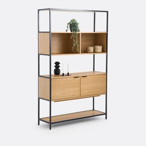 Modulaire boekenkast, 2 nissen 2 deuren, eiken fineer, Volga