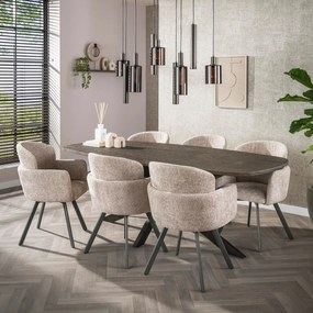 Ovale Eettafel Met Brons Blad 180cm - 215 X 105cm.