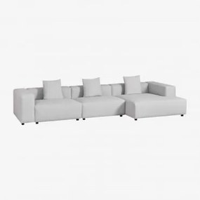 3-delige Chaise Longue Modulaire Bank Rechts (↔︎375 Cm) Bruna Stof Gris Glacial - Sklum