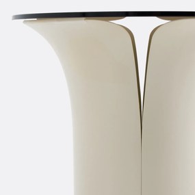 Bijzettafel, staal en rookglas, Tessen