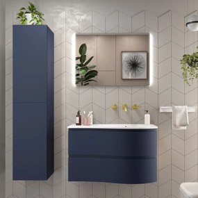 Muebles Mam badmeubel 90cm rechts donkerblauw met wastafel solid surface zonder kraangat