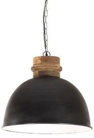 vidaXL Hanglamp industrieel rond 25 W E27 50 cm mangohout zwart