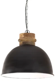 vidaXL Hanglamp industrieel rond 25 W E27 50 cm mangohout zwart