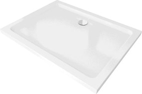 Mexen Flat rechthoekige douchebak slim 90 x 80 cm, wit, sifon chroom - 40108090