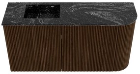 Mondiaz Joya DLux 80cm toiletmeubel ronding rechts walnut met wastafel faye links 1 kraangat lava
