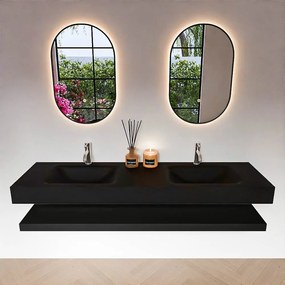 Zaro Alan badmeubel 170cm met planchet urban en vrijhangende wastafel cloud dubbel 2 kraangaten urban