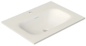 Saniclass Meubelwastafel - 61x46x1.2cm - overloop - 1 wasbak midden - 1 kraangat - solid surface wit mat FK6146-1