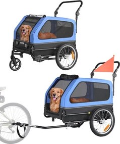 VEVOR Hondenkar, tot 40 kg, 2-in-1 Fietskar voor Kleine en Grote Honden, Opvouwbaar Frame met Wielen, Universele Fietskoppeling, Inclusief Vlag, Interne Lijn, 1380 x 755 x 800 mm