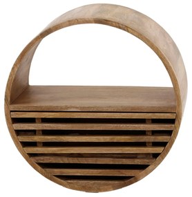 Houten Wandschap Met Lade Rond 50 Cm - 50x25x50cm.