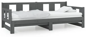 vidaXL Slaapbank uitschuifbaar massief grenenhout grijs 2x(90x200) cm