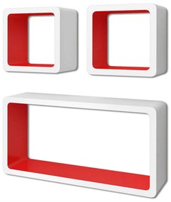vidaXL Wandplanken kubus 6 st wit en rood