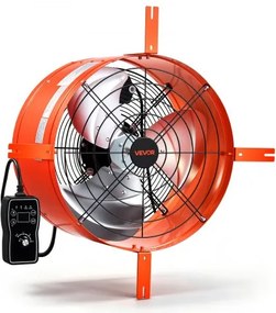 VEVOR Gevelventilator 40,6 cm, zolderventilator met een luchtstroom van 4995,1 m³/u, oranje, koeling en luchtcirculatie voor zolder, werkplaats en opslagruimte, behuizing van koolstofstaal, met thermostaat, netsnoer en bedieningskabel.