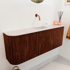 Mondiaz Joya DLux 115cm toiletmeubel ronding links/rechts ruby met wastafel faye midden zonder kraangat meli