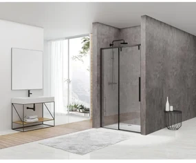 Van Rijn Products schuifdeur 137-139x200cm helder clear glas 8mm met softclose en greep zwart ST06300140ZW