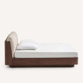 Tweepersoonsbed met opbergruimte in walnootfineer, Angelo
