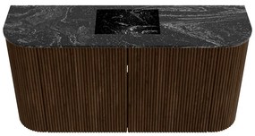 Mondiaz Joya DLux 85cm toiletmeubel ronding links/rechts walnut met wastafel faye midden 1 kraangat lava