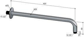 Hotbath ACE wandarm 42cm zwart geborsteld PVD