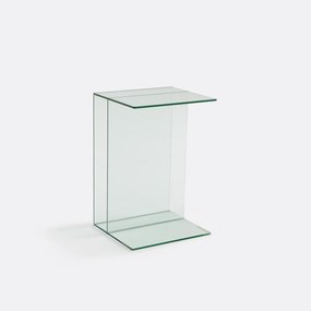 Bijzettafel van gehard glas, 1 nis, LIVIA