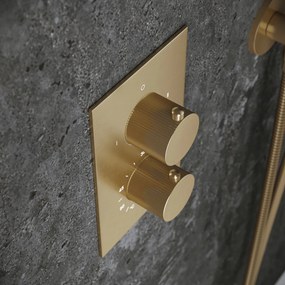 Saniclear Brass Stripes inbouw thermostaat met inbouwdeel geborsteld messing - mat goud