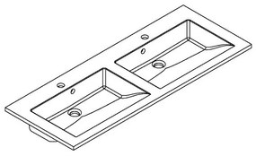 Allibert Slide solid surface wastafel met twee kraangaten 120cm zwart graniet