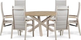 Tuinset Ronde Tuintafel 6 personen 150 cm Aluminium Taupe Lifestyle Garden Furniture Essence/Ancona