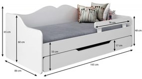 Peuter Wit grijs Eenpersoonsbed Monaco - Voor kinderen Kinderen Peuter Junior 5059914026038 Children's Beds Home, 160x80, Geen, Geen Children's Beds H