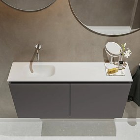 Mondiaz Ture 100cm toiletmeubel dark grey met wastafel talc links geen kraangat