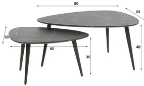 Salontafel Set Van 2 Peervormig Organisch - 80 X 44cm.