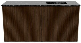 Mondiaz Joya DLux 80cm toiletmeubel walnut met wastafel faye rechts 1 kraangat lava