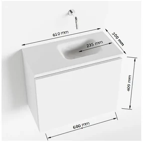 Mondiaz Olan 60cm toiletmeubel dark grey met wastafel urban rechts geen kraangat
