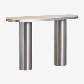 Ovale Halfronde Console 120x40 Cm In Natuursteen En Roestvrij Staal Fertrix Travertijn - Sklum