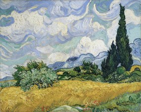 Kunstreproductie Wheatfield with Cypresses, 1889, Vincent van Gogh