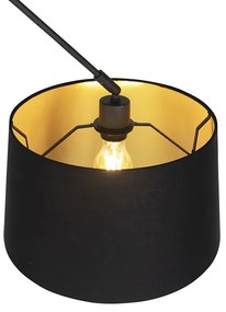 Hanglamp zwart met katoenen kap zwart met goud 35 cm - Blitz
