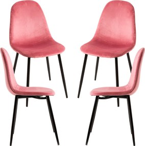 Set 4 Teok Black Fluwelen Stoelen