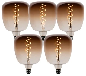 Set van 5 E27 dimbare LED lampen G140 bruin 4,9W 110 lm 1800K