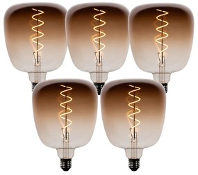 Set van 5 E27 dimbare LED lampen G140 bruin 4,9W 110 lm 1800K