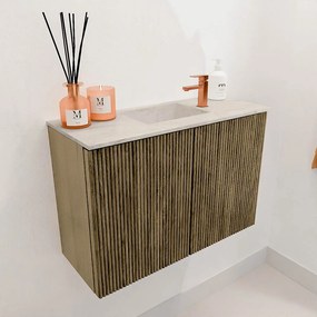 Mondiaz Joya DLux 60cm toiletmeubel dusk met wastafel faye midden 1 kraangat ostra