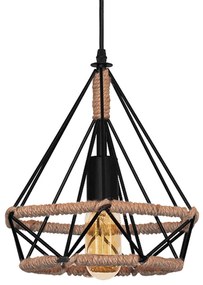 Plafondlamp, hangend, loft-stijl, touw APP679-1CP