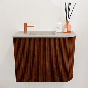 Mondiaz Joya DLux 50cm toiletmeubel ronding rechts ruby met wastafel faye links 1 kraangat opalo