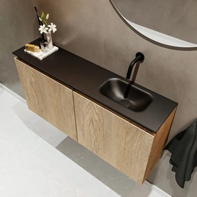 Mondiaz Ture 100cm toiletmeubel washed oak met wastafel urban rechts geen kraangat