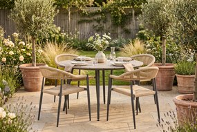 Tuinset Ronde Tuintafel 4 personen 125 cm Aluminium/Rope Taupe  De Laan Projects