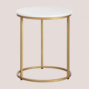 Ronde Bijzettafel Ø40 Cm In Kaley Marmer Wit Marmer - Sklum