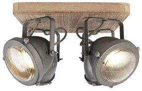 Industriële spot staal met hout kantelbaar 4-lichts - Emado