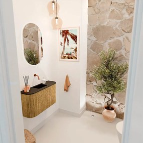 Mondiaz Joya 75cm toiletmeubel ronding links/rechts oak met wastafel faye midden zonder kraangat urban