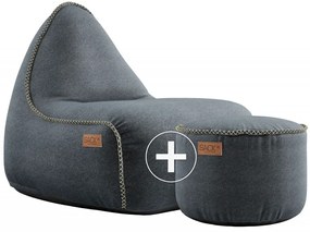 Canvas Lounge Chair & Pouf - Petrol